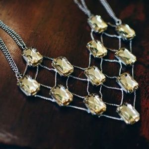 Vintage Y2K Faux Citrine Cascading Statement Necklace – Indie Sleaze Chestpiece